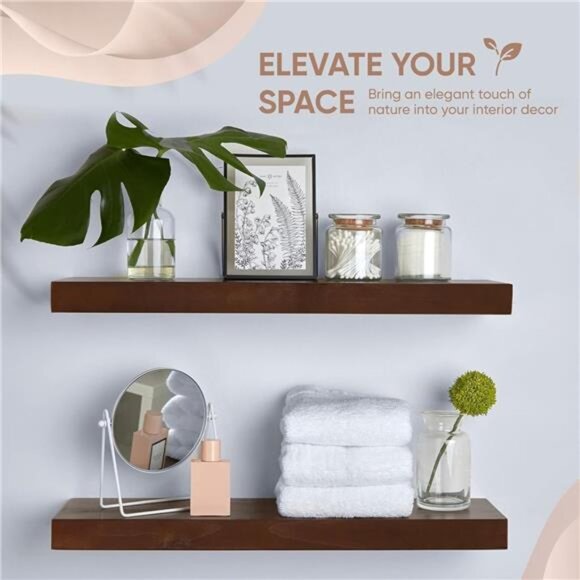 24inch Walnut Floating Shelves for Wall, High End Solid Real Wood - Picture 10 of 14